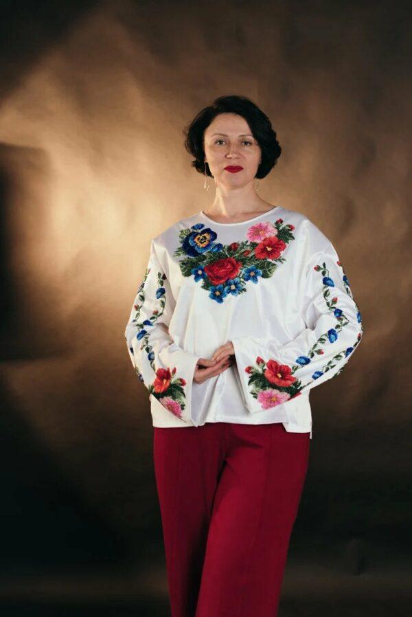 Bead Embroidery Blouse - Flowers